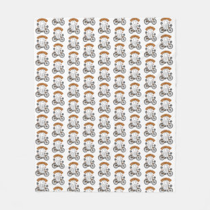 Cycopath Halloween Ghost on Orange Bicycle  Fleece Blanket
