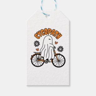 Cycopath Halloween Ghost on Orange Bicycle  Gift Tags