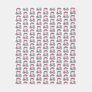 Cycopath Halloween Ghost on Pink Bicycle  Fleece Blanket