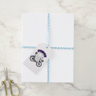 Cycopath Halloween Ghost on Purple Bicycle  Gift Tags