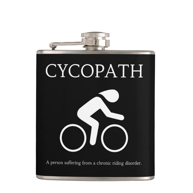 Cycopath, I Love Bikes Funny Novelty Hip Flask (Front)