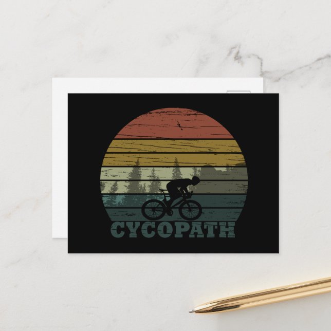 Cycopath - Mounatin Biking - Funny Cycling Holiday Postcard (Front/Back In Situ)