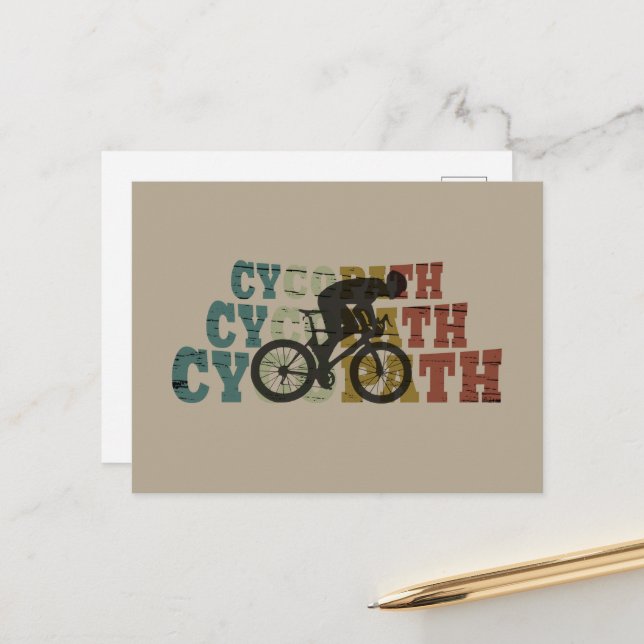 Cycopath - Mounatin Biking - Funny Cycling Holiday Postcard (Front/Back In Situ)