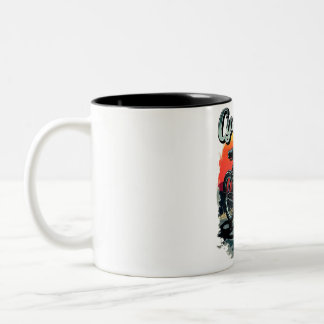 Cycopath: Sunset Bike Design Two-Tone Coffee Mug