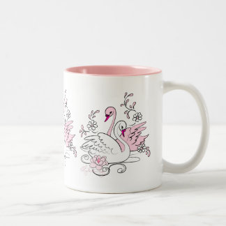 Cygne Rose Avec Cygne Blanc Two-Tone Coffee Mug