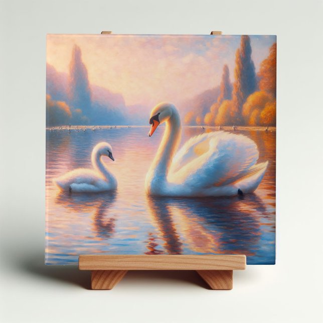 Cygnet and Swan Ceramic Tile (Creator Uploaded)