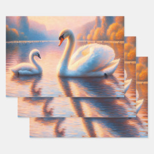 Cygnet and Swan Wrapping Paper Sheet