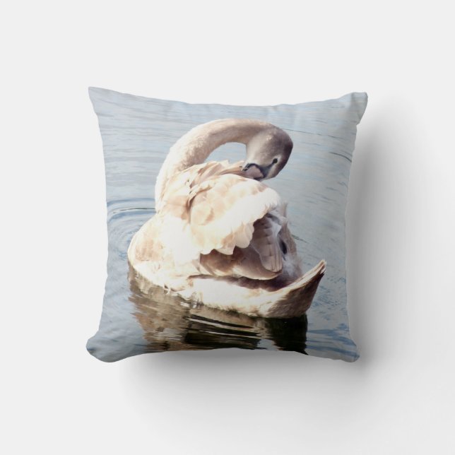 Cygnet Swan Preening Cushion (Front)