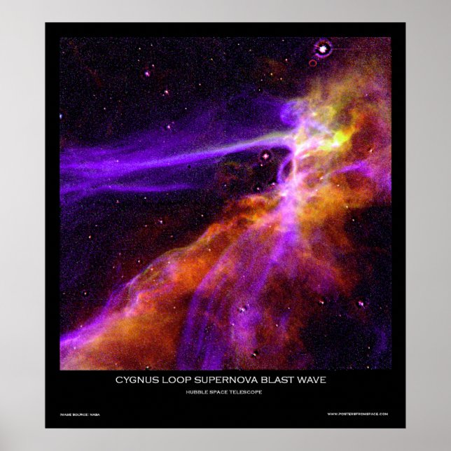 Cygnus Loop Supernova Blast Wave Poster From Space (Front)