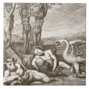 Cygnus Transformed into a Swan and Phaeton's Siste Ceramic Tile