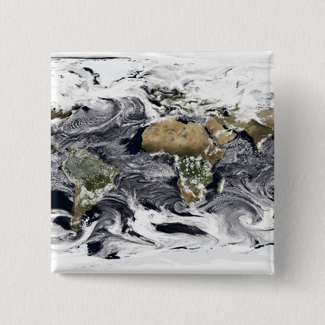 Cylindrical equidistant projection 15 cm square badge (Front)