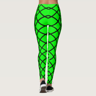 Cylindrical Pattern Black on Neon Green Women's Leggings