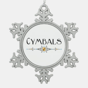Cymbals Decorative Line Snowflake Pewter Christmas Ornament