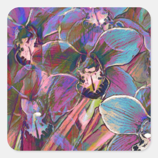 Cymbidium Orchid Carnival Square Sticker (Front)