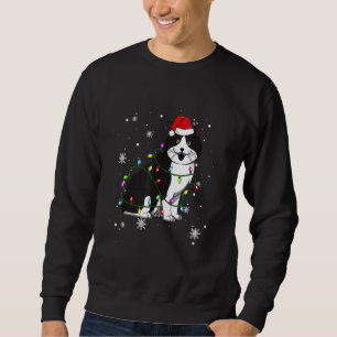 Cymric Cat Christmas Lights Christmas Cat Santa ha Sweatshirt