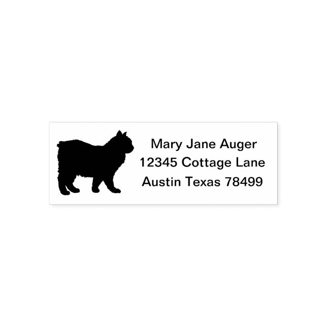 Cymric Cat Personalised Self Address Self-inking Stamp (Design)