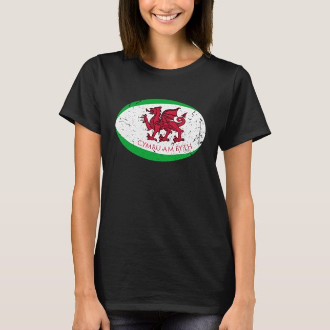 Cymru Am Byth Welsh Rugby Ball Fans T-Shirt (Front)