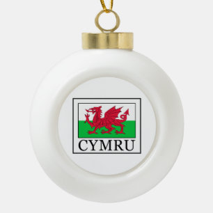 Cymru Ceramic Ball Christmas Ornament