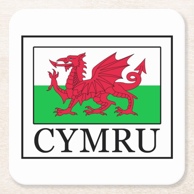 Cymru Square Paper Coaster (Front)