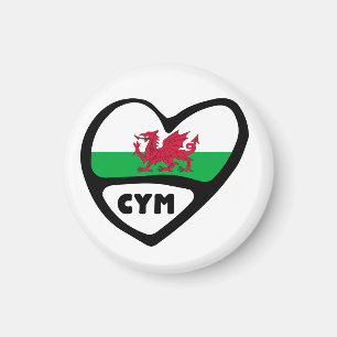 Cymru Wales Country Code Flag Heart Magnet