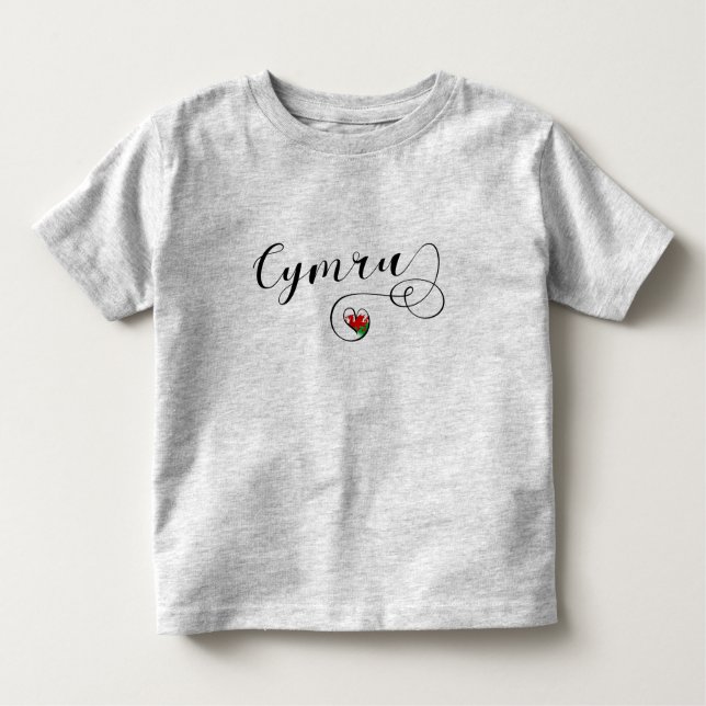 Cymru Wales Flag In Heart Toddler T-Shirt (Front)