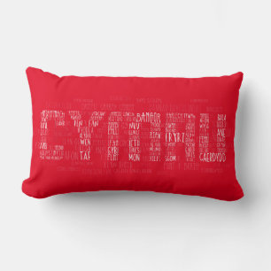 Cymru Wales Place names & Landmarks Word Art Lumbar Cushion