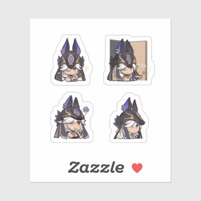 Cyno Genshin Impact 4 Pack Sticker Sheet (Sheet)