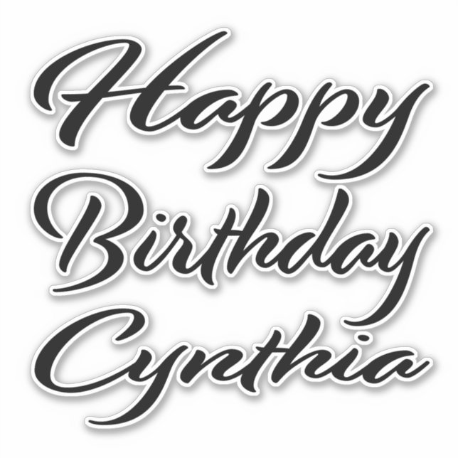 Cynthia name first name black Sticker birthday (Front)
