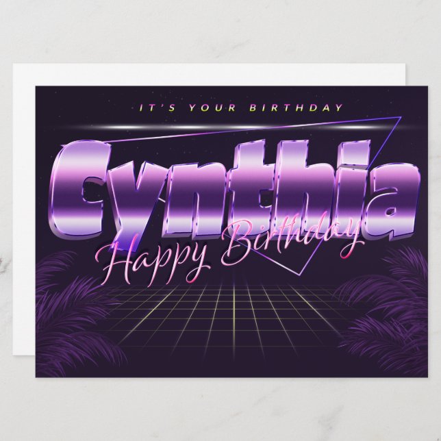 Cynthia Name First name pura retro card Birthday (Front/Back)