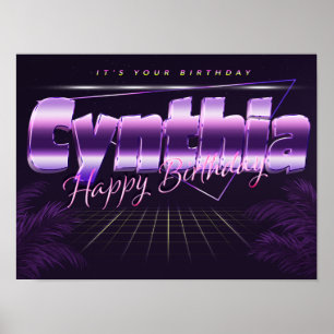 Cynthia Name Vorname lila retro Poster Geburtstag