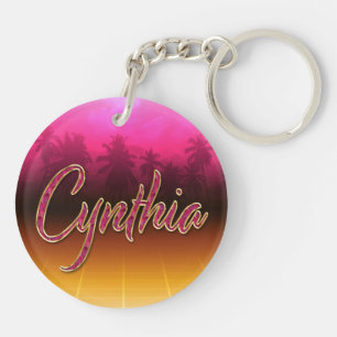 Cynthia Vorname Name golden pink Schlüsselanhänger Key Ring