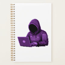 Cyper Pixel Art Spiral Notebook -Tech Journal