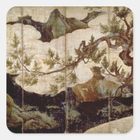 Cypress by Kano Eitoku, Muromanchi period