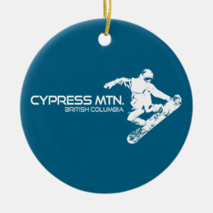 Cypress Mountain British Columbia Snowboarder Ceramic Ornament