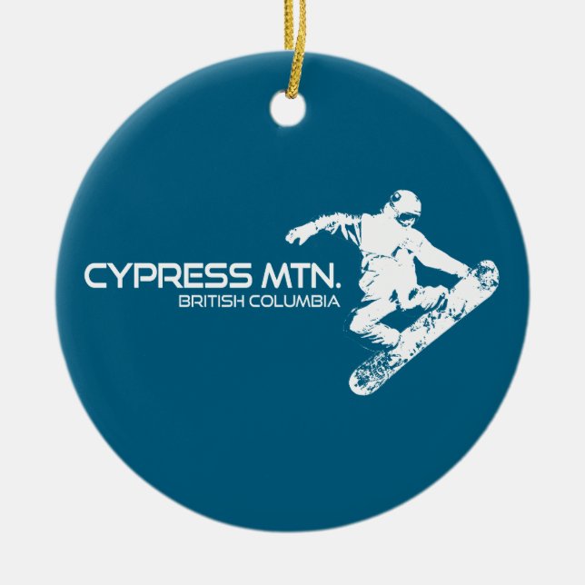 Cypress Mountain British Columbia Snowboarder Ceramic Ornament (Front)