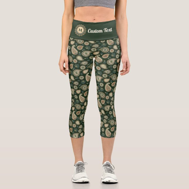 Cypress Paisley Pattern Capri Leggings (Front)