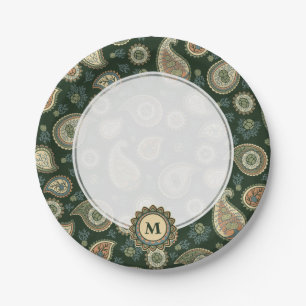 Cypress Paisley Pattern Paper Plates