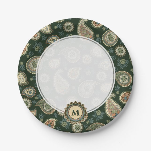 Cypress Paisley Pattern Paper Plates (Front)