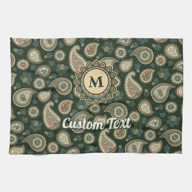 Cypress Paisley Pattern Tea Towel (Horizontal)