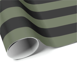 Cypress Pine Green and Black Stripe Wrapping Paper
