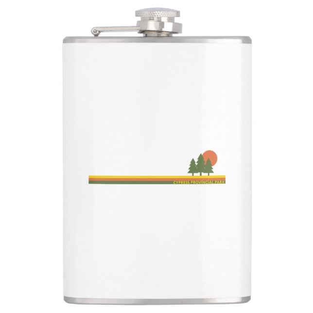 Cypress Provincial Park Pine Trees Sun Hip Flask (Front)