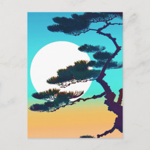 Cypress Tree and Full Moon Postcard