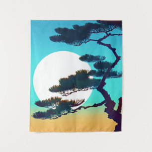 Cypress Tree and Full Moon   Tapestry