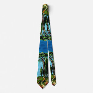 CYPRESS TREES AND MEDITERRANIAN PINE IN TUSCANY TIE