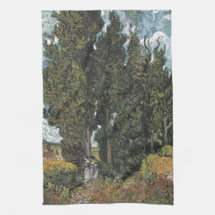 Cypress Trees by Van Gogh Tea Towel