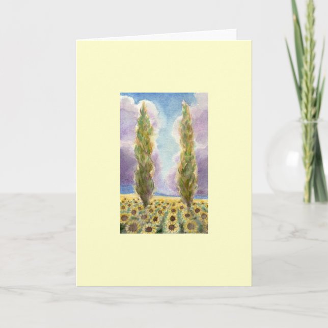 Cypress Trees in Sunflower Field Card (Front)