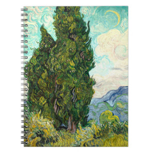 Cypresses (1889) Van Gogh landscape art spiral Notebook