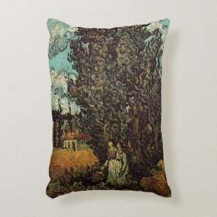 Cypresses and Two Women by Vincent van Gogh Decorative Cushion