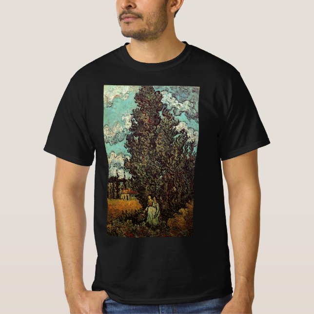 Cypresses and Two Women by Vincent van Gogh T-Shirt (Front)