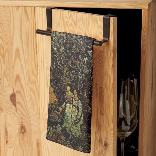 Cypresses and Two Women by Vincent van Gogh Tea Towel (Thirds Fold)